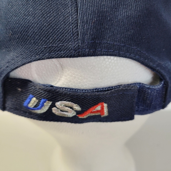 Mens Eagle American flag Navy Blue Baseball Cap Hook and Loop Adjustable Back - Picture 5 of 10
